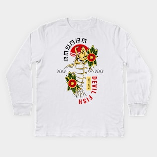 Payara, devil fish with wildflowers Kids Long Sleeve T-Shirt